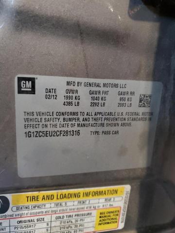 1G1ZC5EU2CF281316 - 2012 CHEVROLET MALIBU 1LT TAN photo 12