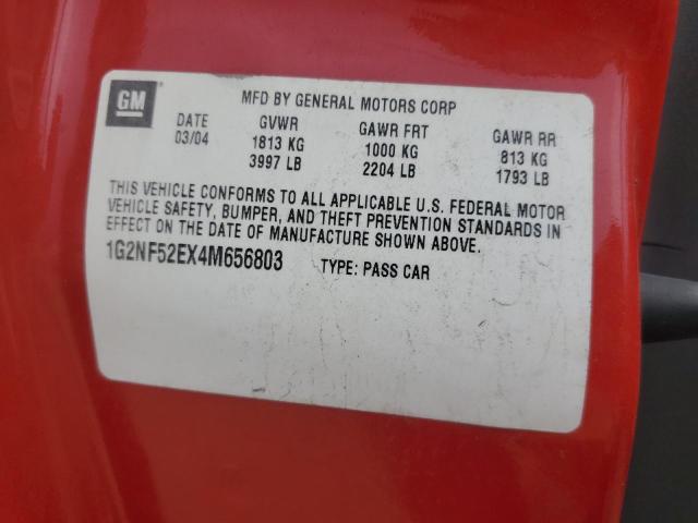 1G2NF52EX4M656803 - 2004 PONTIAC GRAND AM SE1 RED photo 12