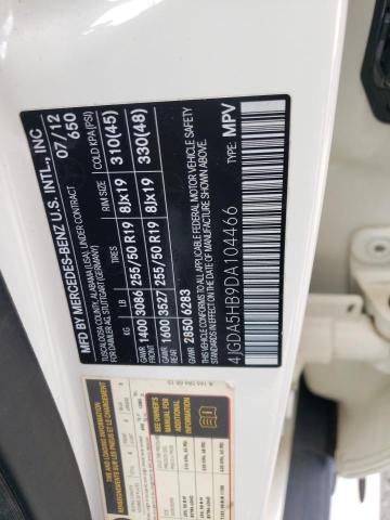 4JGDA5HB9DA104466 - 2013 MERCEDES-BENZ ML 350 4MATIC WHITE photo 13