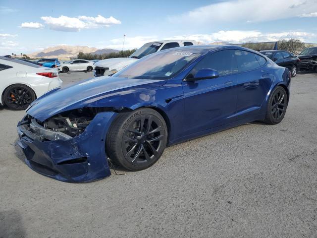 5YJSA1E52MF437103 - 2021 TESLA MODEL S BLUE photo 1