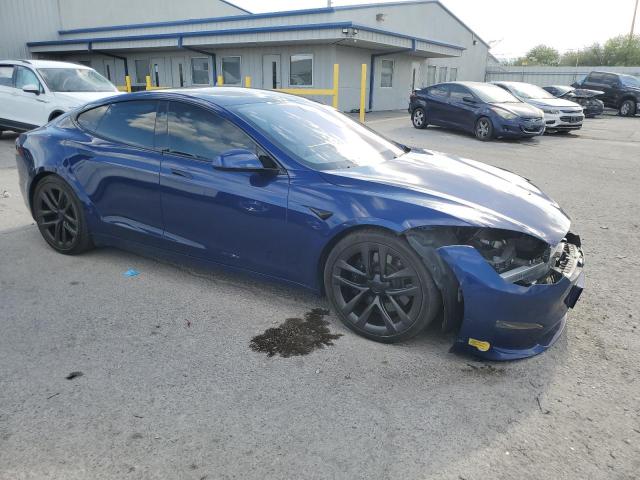 5YJSA1E52MF437103 - 2021 TESLA MODEL S BLUE photo 4