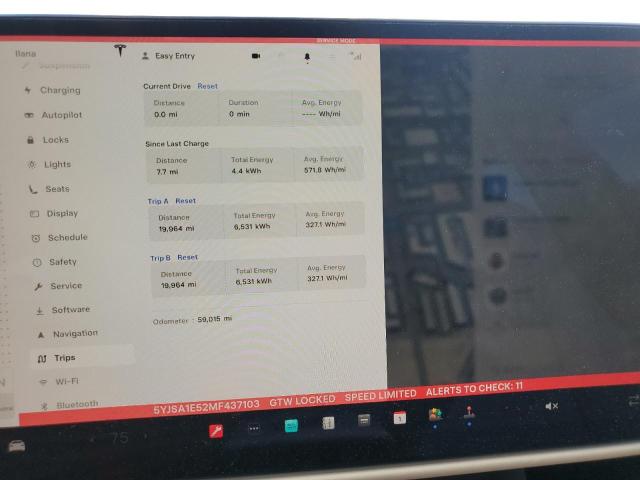 5YJSA1E52MF437103 - 2021 TESLA MODEL S BLUE photo 9