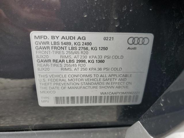 WA1CAAFY3M2062221 - 2021 AUDI Q5 PRESTIGE GRAY photo 13