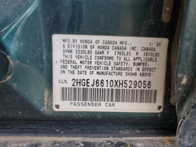 2HGEJ6610XH529056 - 1999 HONDA CIVIC BASE Yaşıl foto 12