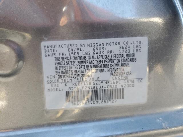 3N1CN8EV0ML885927 - 2021 NISSAN VERSA SV GRAY photo 12