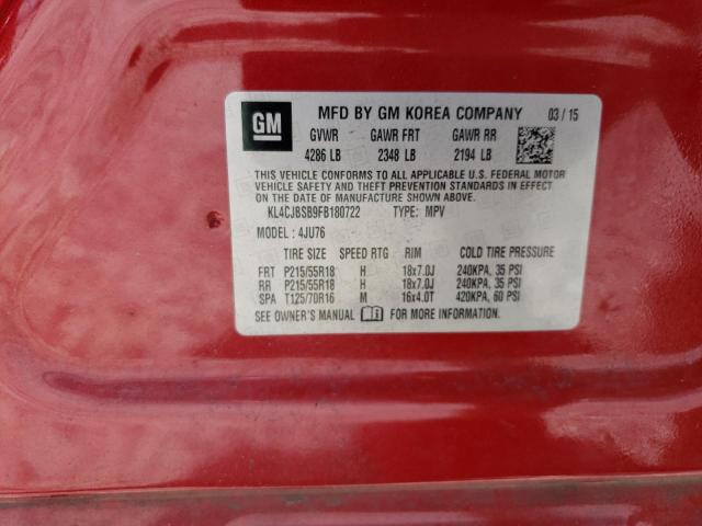 KL4CJBSB9FB180722 - 2015 BUICK ENCORE CONVENIENCE 红色 照片 14