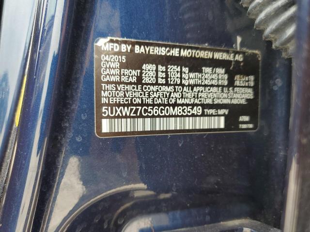 5UXWZ7C56G0M83549 - 2016 BMW X3 SDRIVE28I BLUE photo 12