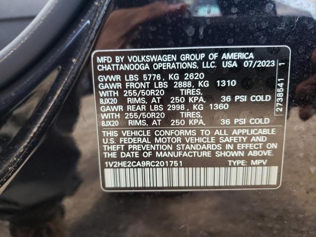 1V2HE2CA9RC201751 - 2024 VOLKSWAGEN ATLAS CROS SE Черный фото 12