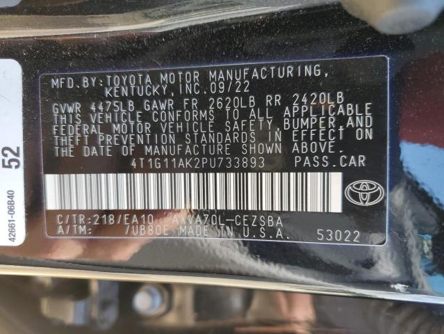 4T1G11AK2PU733893 - 2023 TOYOTA CAMRY SE NIGHT SHADE BLACK photo 13