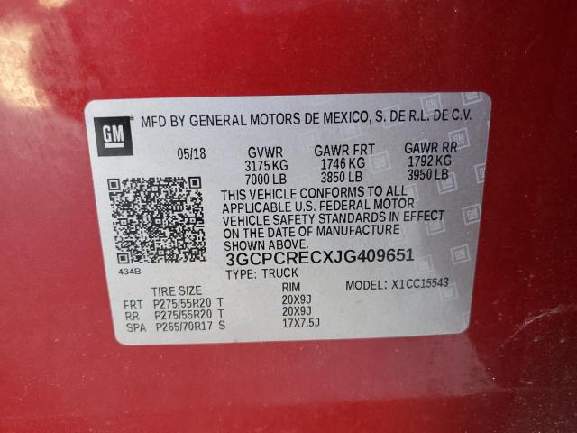 3GCPCRECXJG409651 - 2018 CHEVROLET SILVERADO C1500 LT RED photo 12