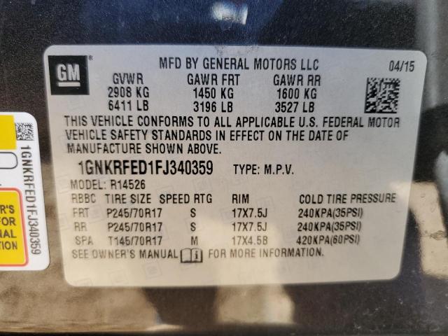 1GNKRFED1FJ340359 - 2015 CHEVROLET TRAVERSE LS GRAY photo 13