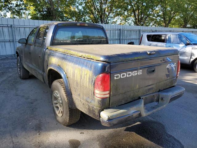 1B7HG38N62S554098 - 2002 DODGE DAKOTA QUAD SPORT BLUE photo 3