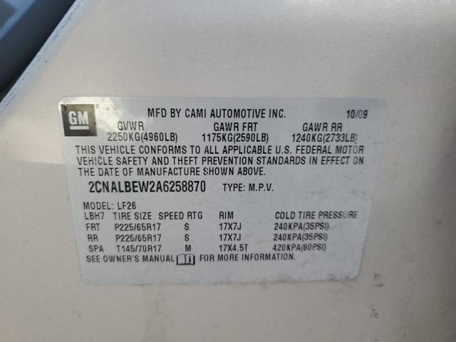 2CNALBEW2A6258870 - 2010 CHEVROLET EQUINOX LS GOLD photo 12