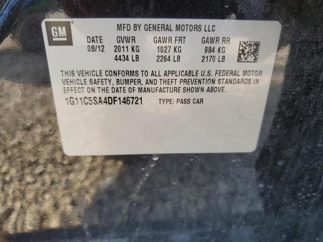 1G11C5SA4DF146721 - 2013 CHEVROLET MALIBU 1LT BLACK photo 12