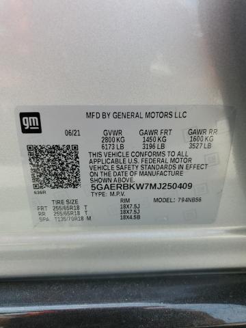 5GAERBKW7MJ250409 - 2021 BUICK ENCLAVE ESSENCE 银色 照片 13