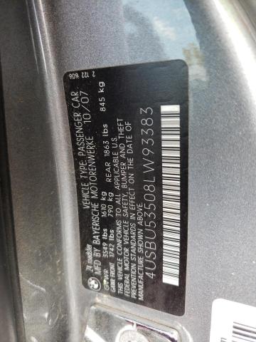 4USBU53508LW93383 - 2008 BMW Z4 3.0SI GRAY photo 12