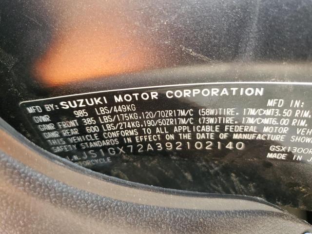 JS1GX72A392102140 - 2009 SUZUKI GSX1300 R BLUE photo 10