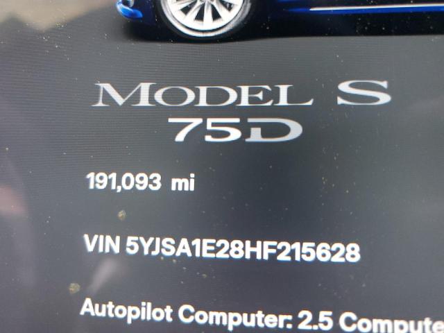 5YJSA1E28HF215628 - 2017 TESLA MODEL S ლურჯი ფოტო 9