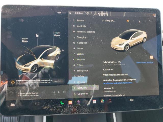 5YJ3E1EA6KF299780 - 2019 TESLA MODEL 3 WHITE photo 9