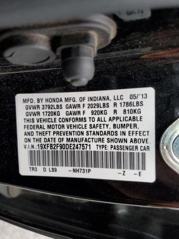 19XFB2F90DE247571 - 2013 HONDA CIVIC EXL 黑色 照片 12