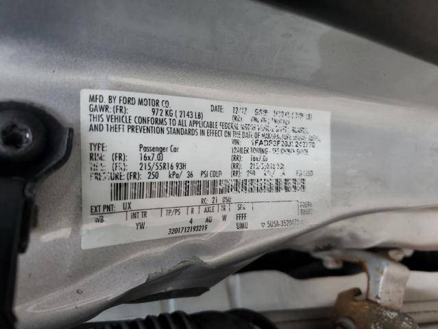 1FADP3F20JL242770 - 2018 FORD FOCUS SE SILVER photo 13