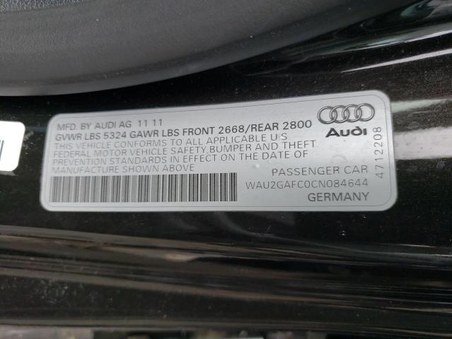 WAU2GAFC0CN084644 - 2012 AUDI A7 PRESTIGE BLACK photo 12