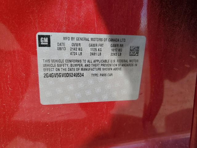2G4GV5GV0D9249534 - 2013 BUICK REGAL GS Қызыл фото 13
