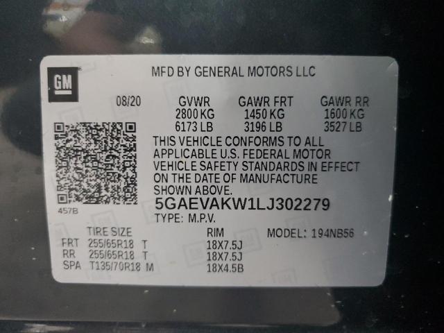 5GAEVAKW1LJ302279 - 2020 BUICK ENCLAVE ESSENCE 蓝色 照片 13