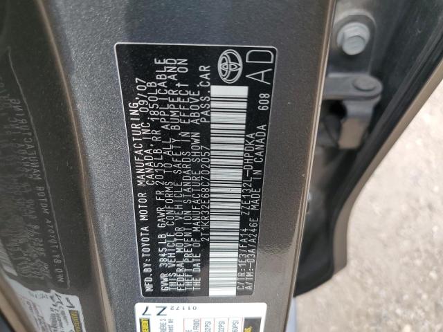 2T1KR32E68C702057 - 2008 TOYOTA COROLLA MA XR GRAY photo 12