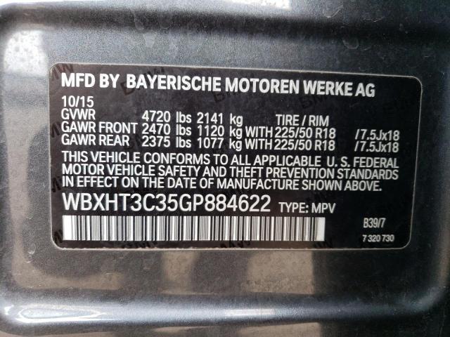WBXHT3C35GP884622 - 2016 BMW X1 XDRIVE28I GRAY photo 14