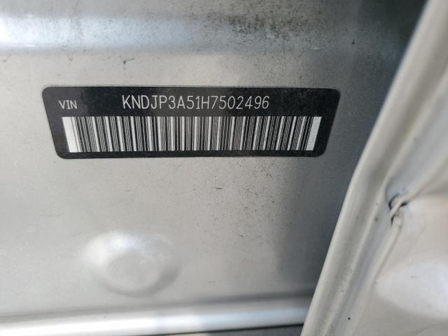 KNDJP3A51H7502496 - 2017 KIA SOUL + SILVER photo 12