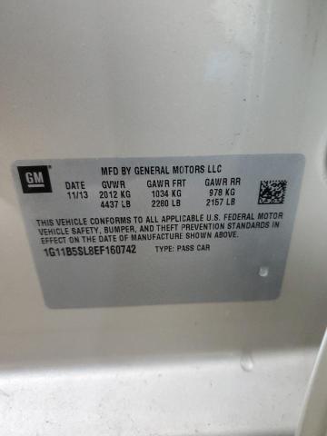 1G11B5SL8EF160742 - 2014 CHEVROLET MALIBU LS 银色 照片 12