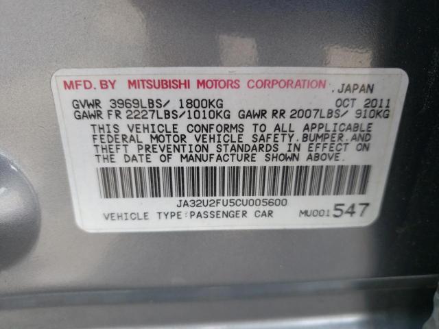 JA32U2FU5CU005600 - 2012 MITSUBISHI LANCER ES/ES SPORT GRAY photo 12