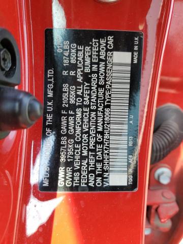 SHHFK7H78HU218066 - 2017 HONDA CIVIC EXL წითელი ფოტო 12