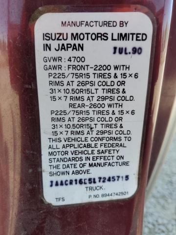 JAACR16E5L7245715 - 1990 ISUZU CONVENTION SPACE CAB RED photo 12