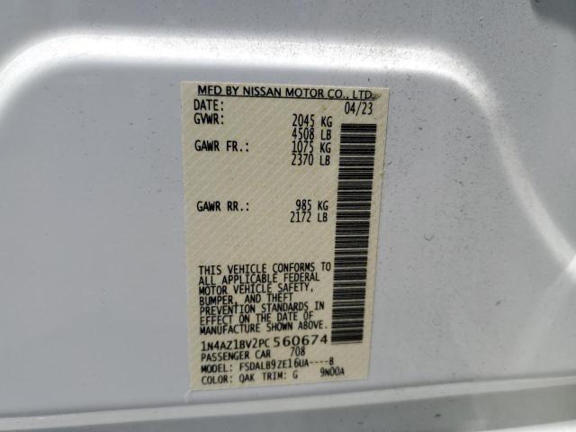 1N4AZ1BV2PC560674 - 2023 NISSAN LEAF S WHITE photo 12