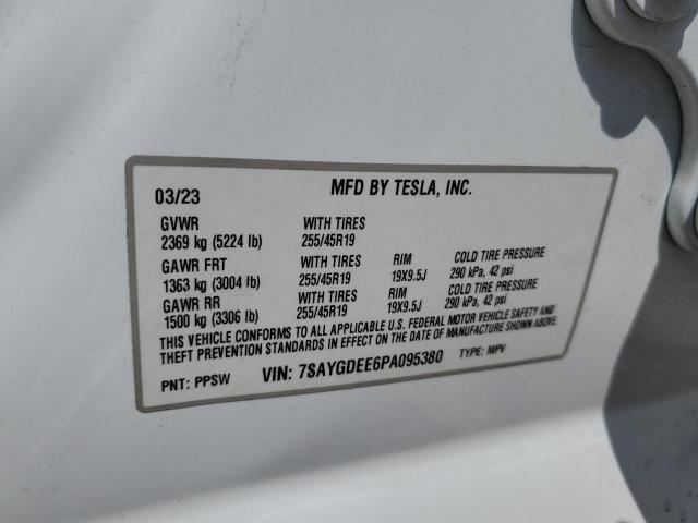 7SAYGDEE6PA095380 - 2023 TESLA MODEL Y WHITE photo 12