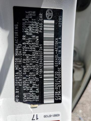 4T1BK1EB4DU037341 - 2013 TOYOTA AVALON BASE 白色 照片 12