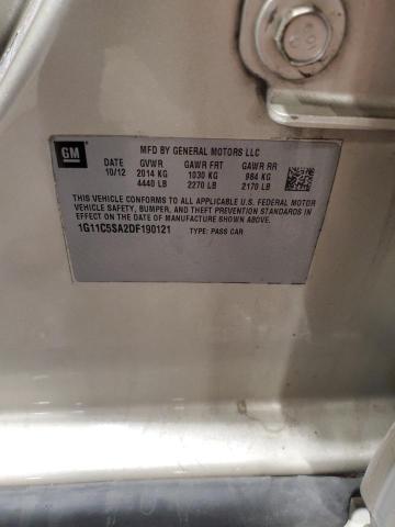 1G11C5SA2DF190121 - 2013 CHEVROLET MALIBU 1LT BEIGE photo 12
