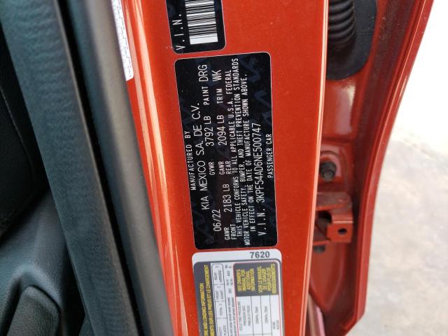 3KPF54AD6NE500747 - 2022 KIA FORTE GT LINE ORANGE photo 12