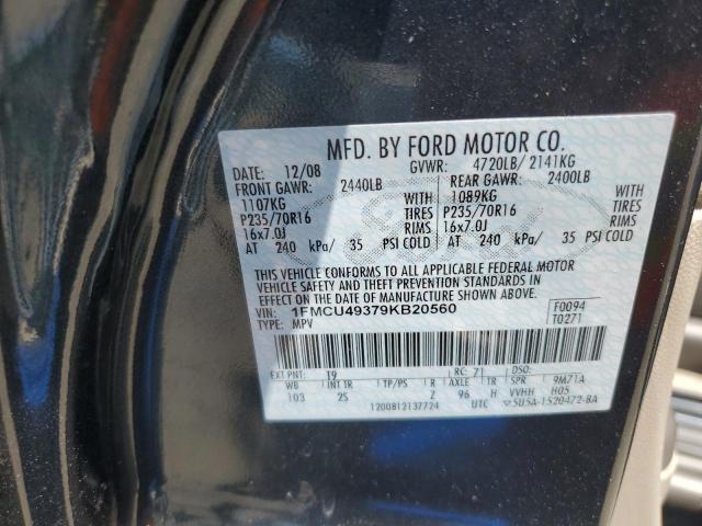 1FMCU49379KB20560 - 2009 FORD ESCAPE HYBRID GREEN photo 12