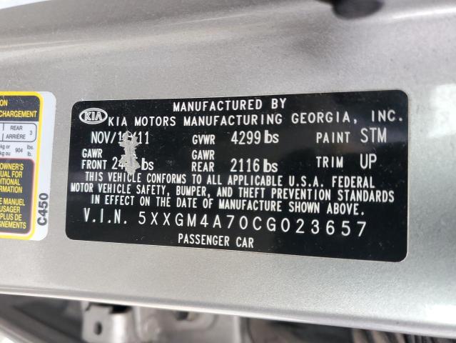 5XXGM4A70CG023657 - 2012 KIA OPTIMA LX SILVER photo 12