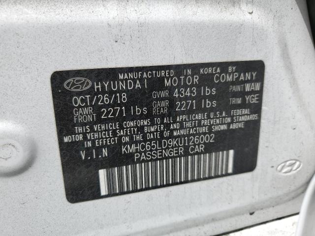 KMHC65LD9KU126002 - 2019 HYUNDAI IONIQ WHITE photo 12