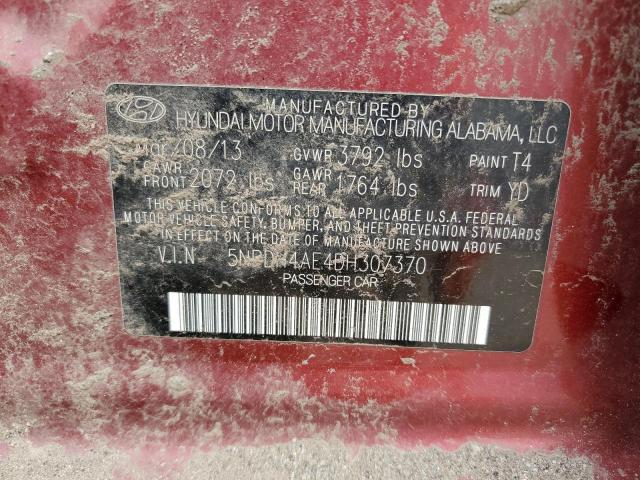 5NPDH4AE4DH307370 - 2013 HYUNDAI ELANTRA GLS RED photo 12