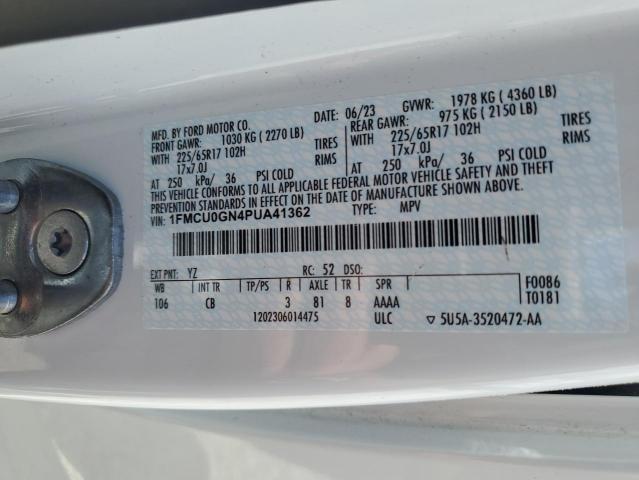 1FMCU0GN4PUA41362 - 2023 FORD ESCAPE ACTIVE Weiß Foto 14