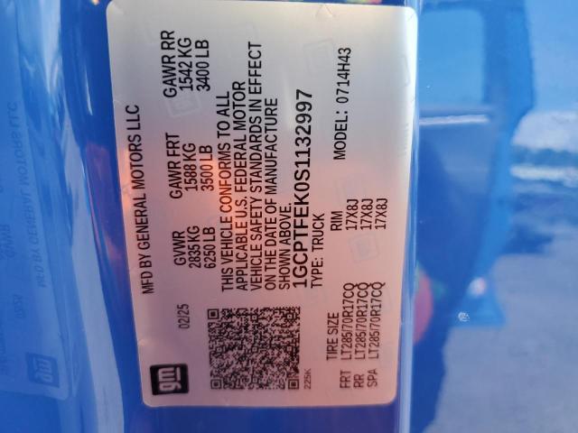 1GCPTFEK0S1132997 - 2025 CHEVROLET COLORADO ZR2 BLUE photo 13