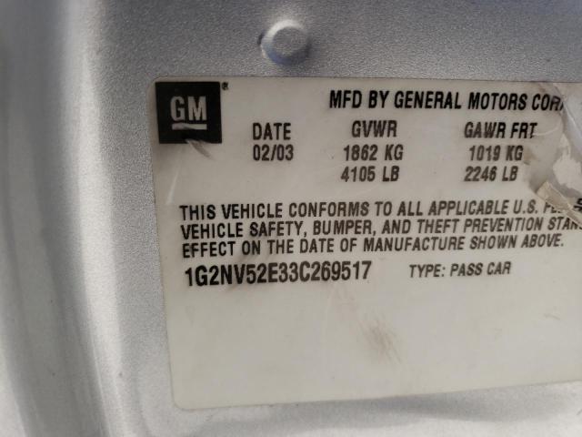 1G2NV52E33C269517 - 2003 PONTIAC GRAND AM GT1 SILVER photo 12