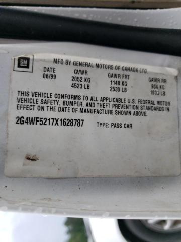 2G4WF5217X1628787 - 1999 BUICK REGAL GS Ақ фото 10