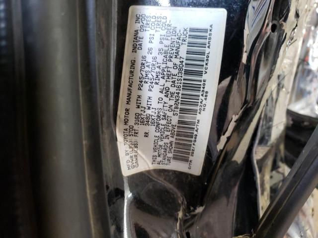 5TBRN34161S138047 - 2001 TOYOTA TUNDRA ACCESS CAB SR5 BLACK photo 12