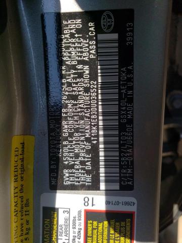 4T1BK1EB3DU036522 - 2013 TOYOTA AVALON BASE 米色 照片 12